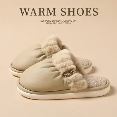 Women Warm Faux Fur Slippers 2025 Winter Indoor