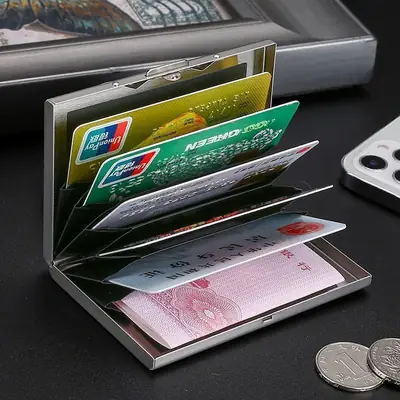 New 2025 Stainless Steel Card Holder Mini Wallet Anti-Magnetic Anti-Theft Casual High-Grade Stainless Steel Card Case Card Cover Wholesale