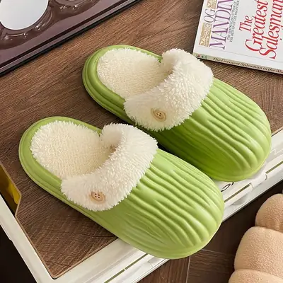 New Winter Detachable Cotton Shoes for Men and Women, Warm and Waterproof Cotton Slippers, Thick-Soled Autumn and Winter Home Slippers with a Soft Cushioning Feel