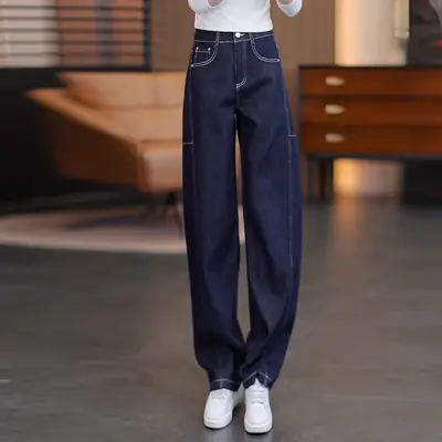 Dark Blue Scimitar Jeans Women Summer 2025