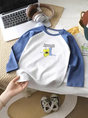 Autumn Long Sleeve T-Shirt for Boys Girls Pure Cotton
