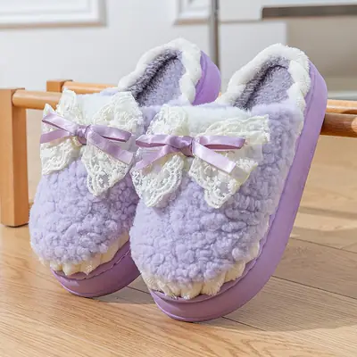 Thick-Soled Furry Slippers for Women 2026 Autumn New Cute Plush Slippers for Home and Indoor Use Couple Cotton Slippers for Women