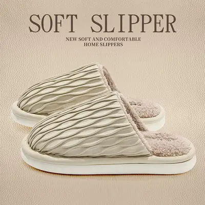 Women Winter Cotton Slippers Brown Non-Slip
