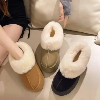 Women Velvet Toe-Toe Winter Slippers Warm Flats
