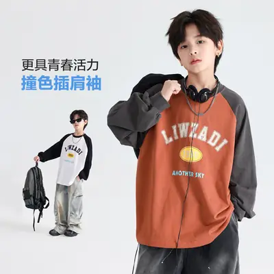 Boys Spring & Autumn Long Sleeve T-Shirt Brown Orange