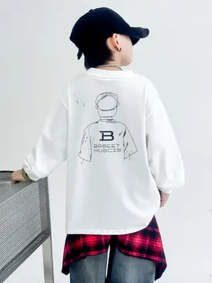 Boys Long Sleeve T-Shirt White Graphic Spring Autumn 2025