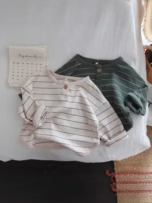 Retro Striped Korean Baby T-Shirt for Boys