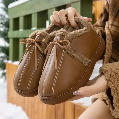 Women Winter Warm Pu Leather Snow Boots