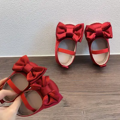 Bow Full Moon Wedding Princess Shoes 6-18 Months Baby Soft Sole Soft Surface Non-Slip Toddler Shoes