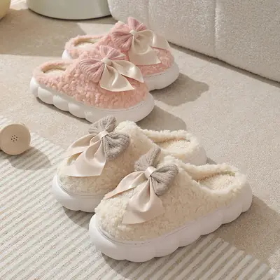 Thick-Soled Cotton Slippers for Women 2025 New Autumn and Winter Home Indoor Non-Slip Anti-Odor Warm Confinement Furry Slippers