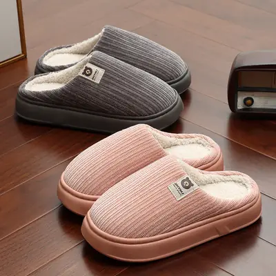 Women Cotton Slippers Brown Warm Winter Indoor
