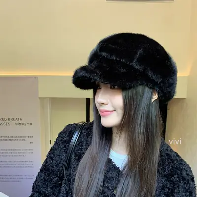 Winter Plush Duckbill Cap for Women Warm Beret