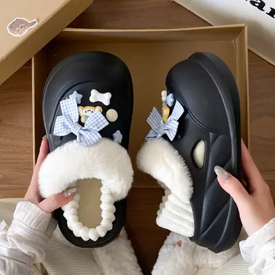 Warm Furry Student Slippers for Winter Dorms