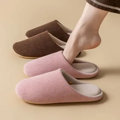 Japanese-Style Silent Slippers for Women Soft Cotton Autumn Winter