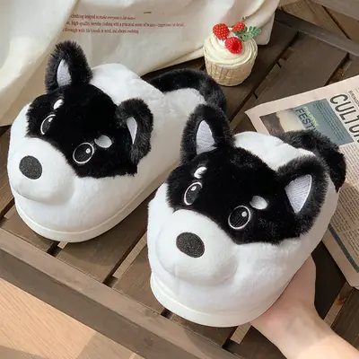 Cute Husky Cotton Slippers Winter 2025