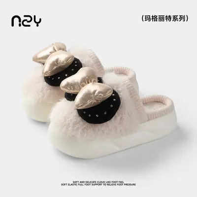 Women's Velvet Warm Slippers Women's Home Winter Soft Anti-Slip