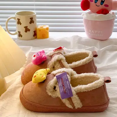 Women Velvet Cotton Slippers Can Be Worn Outside in Autumn and Winter