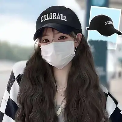 Women's Peaked Cap Wig All-in-One Lazy Curly Summer