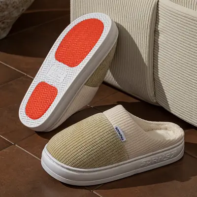 Women Cotton Slip-On Warm Slippers Winter Indoor