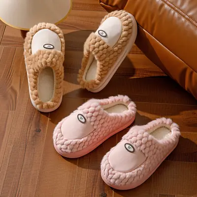 Women Cotton Warm Slippers Pink Grey Winter Indoor