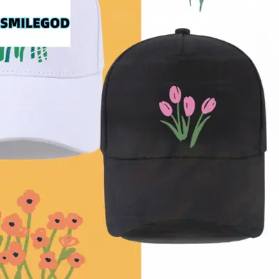 Red Floral Embroidered Baseball Cap for Men Women