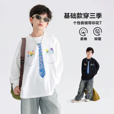 Boys White Tie Graffiti Long Sleeve T-Shirt 2025