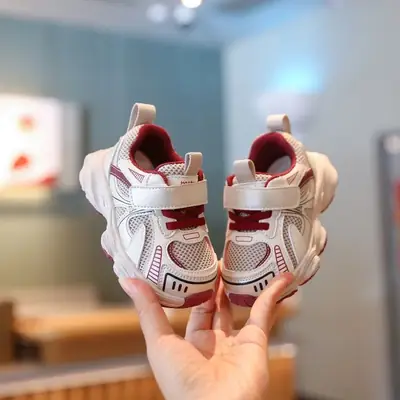 Baby Sports Shoes Autum Color Matching Double Mesh Breathable Baby Toddler Running Shoes Boys and Girls Shoes Soft Sole Dad Shoes
