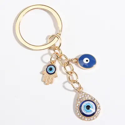 Devil's Eye Key Chain with Blue Embroidery