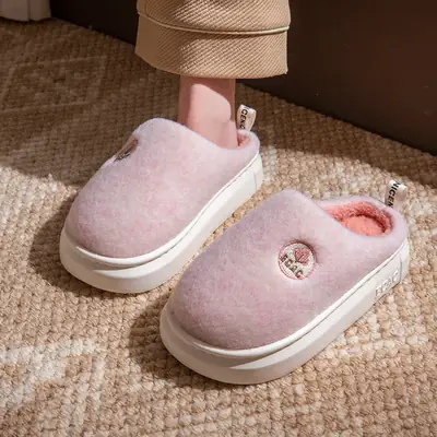 Pink Cotton Winter Slippers for Men