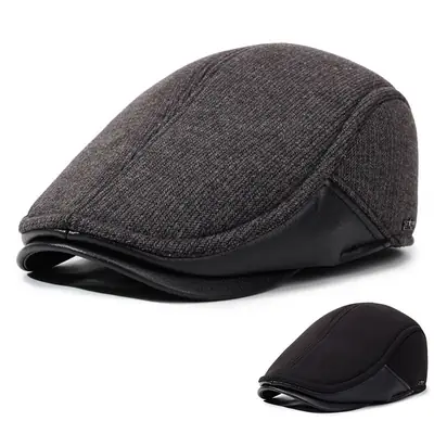Elderly Men Duckbill Cap Winter Fleece Grey