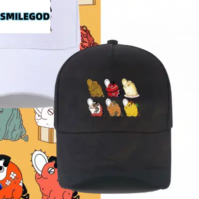 SMILEGOD Cartoon Cap for Men Navy with 6 Characters Print