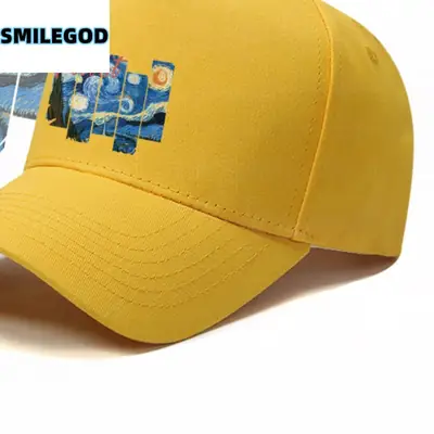 Men Women Blue Van Gogh Cap Sun Hat Yellow
