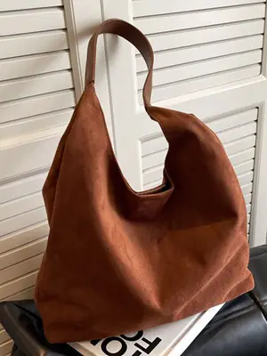 Suede Leather Shoulder Bag Large Capacity Women 2026