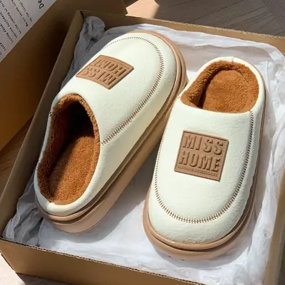 Mingsheng Cotton Slippers for Men 2025 New Winter Home Use Indoor Non-Slip Wear-Resistant Warm Cotton Shoes Fleece-Lined Thick Sole