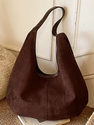 Women's Brown Suede Shoulder Bag Large Capacity 2025