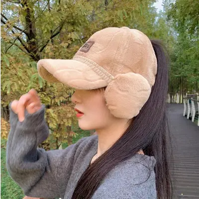 Women's Fleece Lined Winter Baseball Cap with Ponytail
