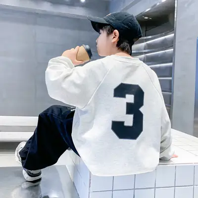 Boys White Oversized Sweatshirt Set with 3 Back Design