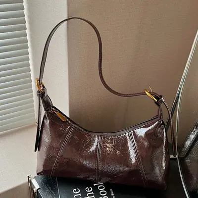 Brown Leather Shoulder Crossbody Bag for Women 2025
