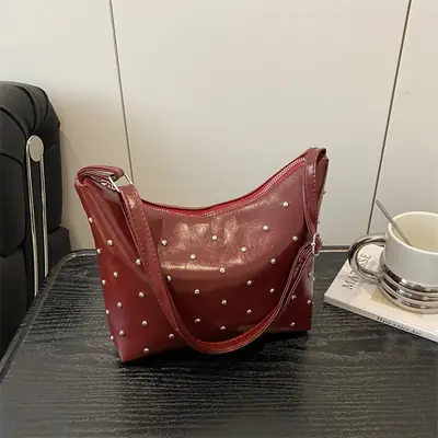 Trendy Red Polka Dot Shoulder Crossbody Bag for Women