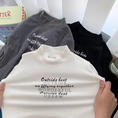 Girls Black Sweatshirt Outerwear Letter Print Long Sleeve