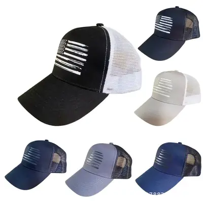 Pure Cotton American Flag Baseball Cap with Wide Brim