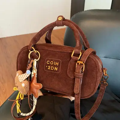 Frosted Women's Shoulder Crossbody Bag with Pendant