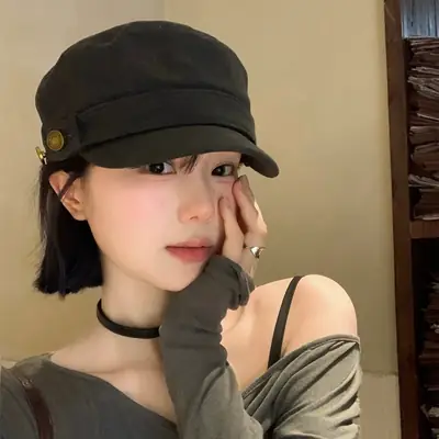 Japanese Retro Duckbill Cap Women Brown Black Maroon Olive