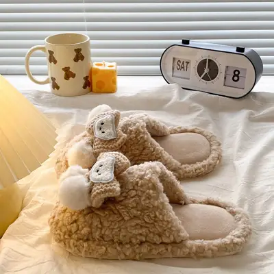 Soft Bear Cartoon Flats for Women 2025 Winter