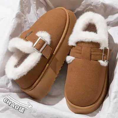 Women Fleece Lined Winter Birkenstock Shoes Tan