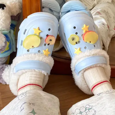 Winter Detachable Cotton Slippers for Women with Furry Toe