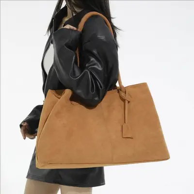 Women Retro Frosted Tote Bag Brown 2025