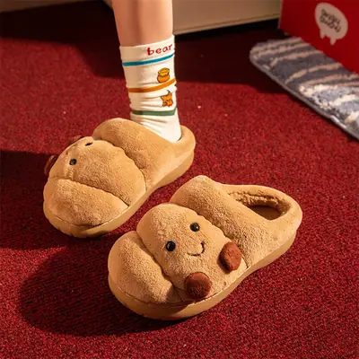 Cartoon Anime Couple Slippers Women Winter Warm Cotton