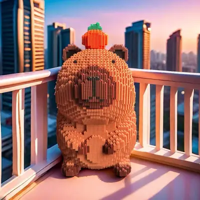 Small Particle Building Blocks Wholesale Street Stalls Compatible with Lego Children's Educational Assembling Ornaments Capibala Three-Dimensional Small Toys