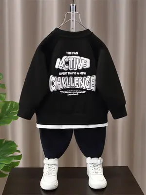 9650 Boys Black Sweatshirt Bottoming Cap